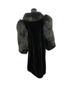 Black Sheared Beaver Full-Length Coat with Fox Tuxedo and Sleeves