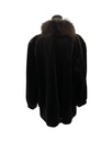 Dark Brown Sheared Mink with Fox Tuxedo Collar – Reversible to Italian Leather
