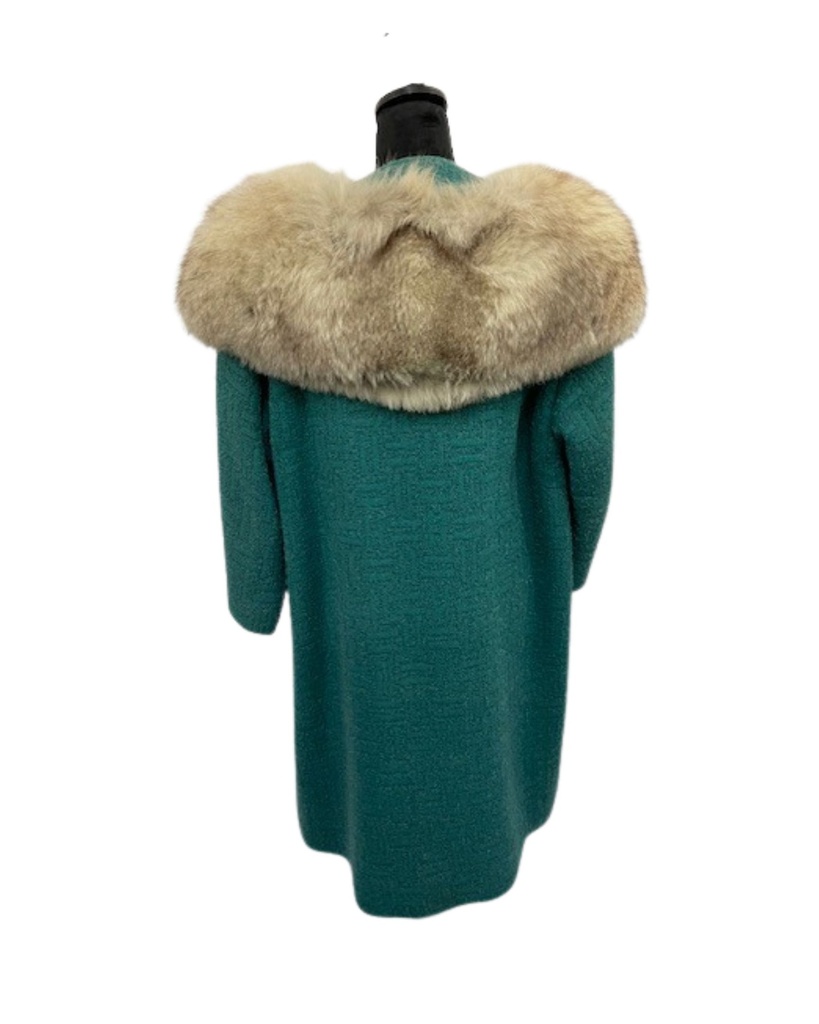 Wool Coat with Blue Fox Wrap