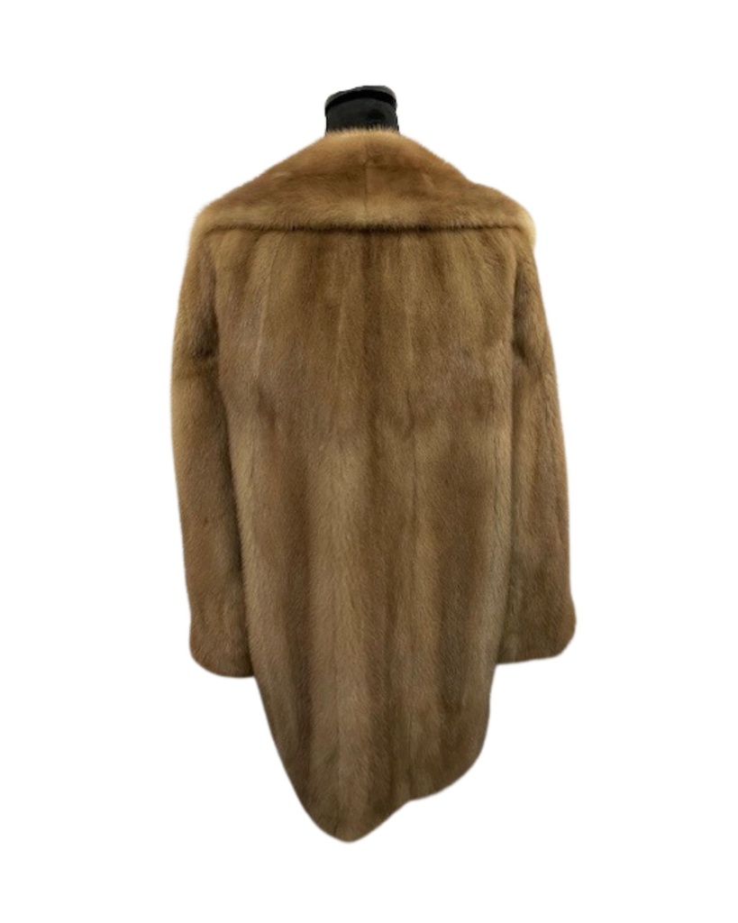 Pastel Mink Jacket with Shawl Collar and Straight Sleeves