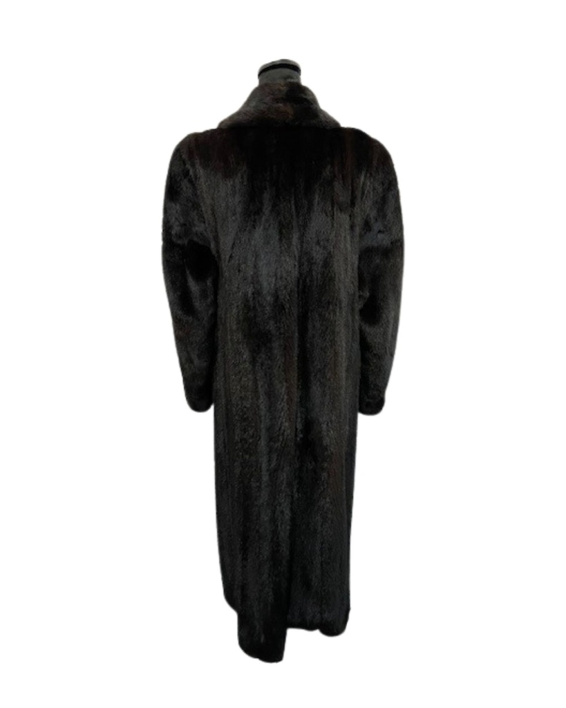Full-Length Ranch Mink Coat with Shawl Collar and Princess Band Sleeves