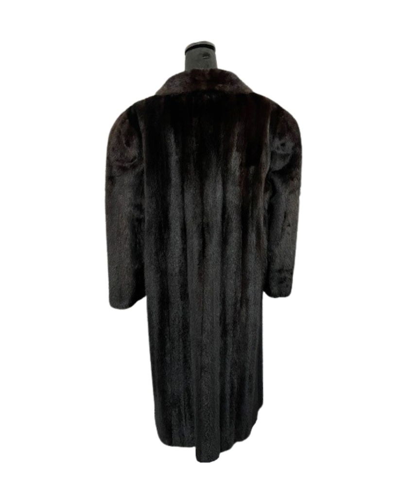 Full-Length Ranch Mink Coat with Shawl Collar and Straight Sleeves