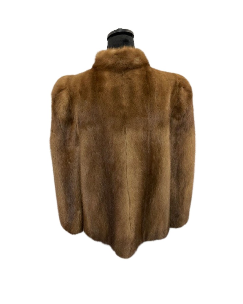 Pastel Mink Jacket with Mandarin Collar