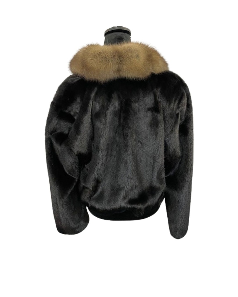 Black Glamma Mink Jacket with Sable Collar