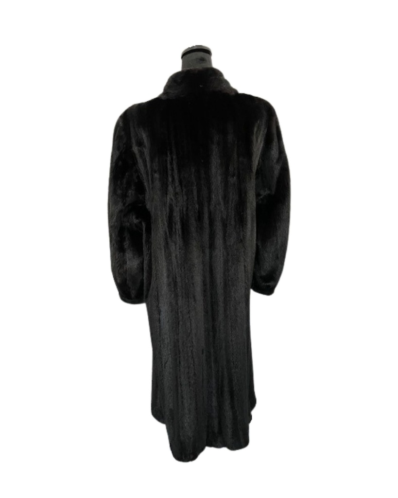 Black Glamma Mink Coat with Shawl Collar and Princess Band Sleeves