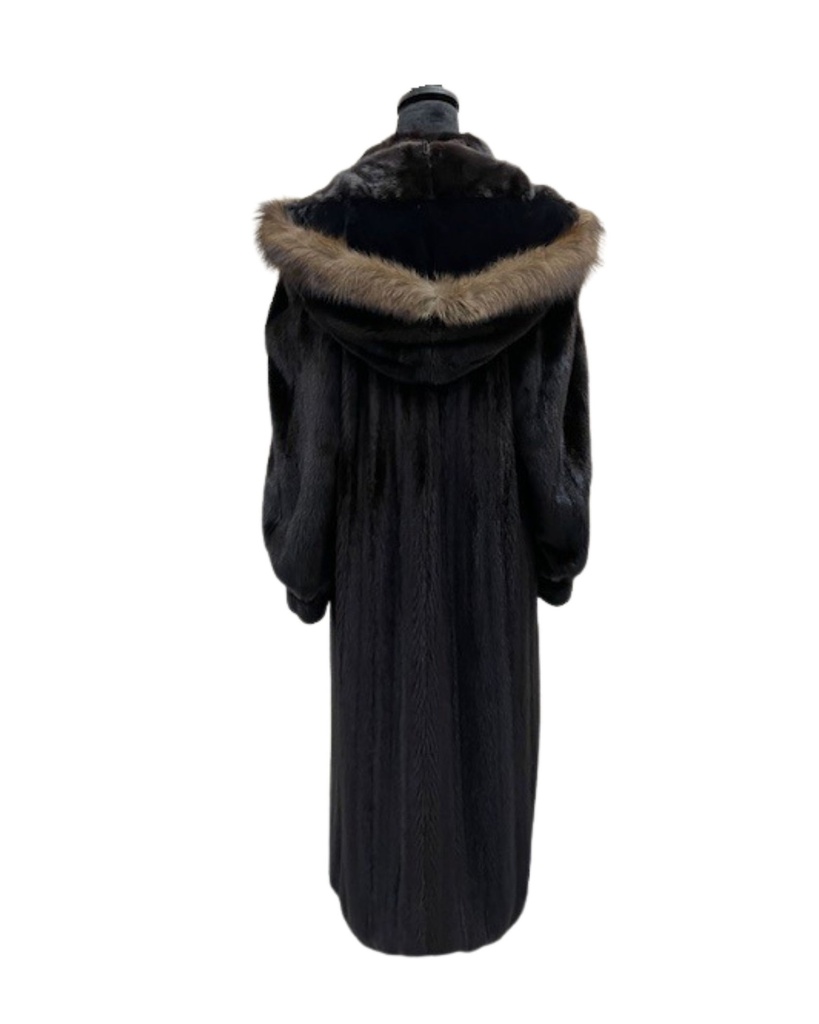 Ranch Mink Coat W/ Sable Trim Hood