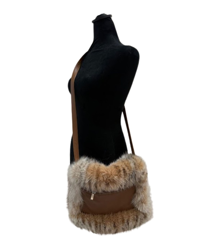 Mink Purse with a Leather Backing