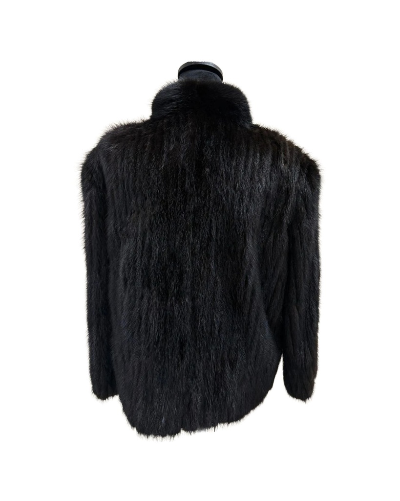 Mink Corduroy Jacket with Mandarin Collar & Open Sleeves 