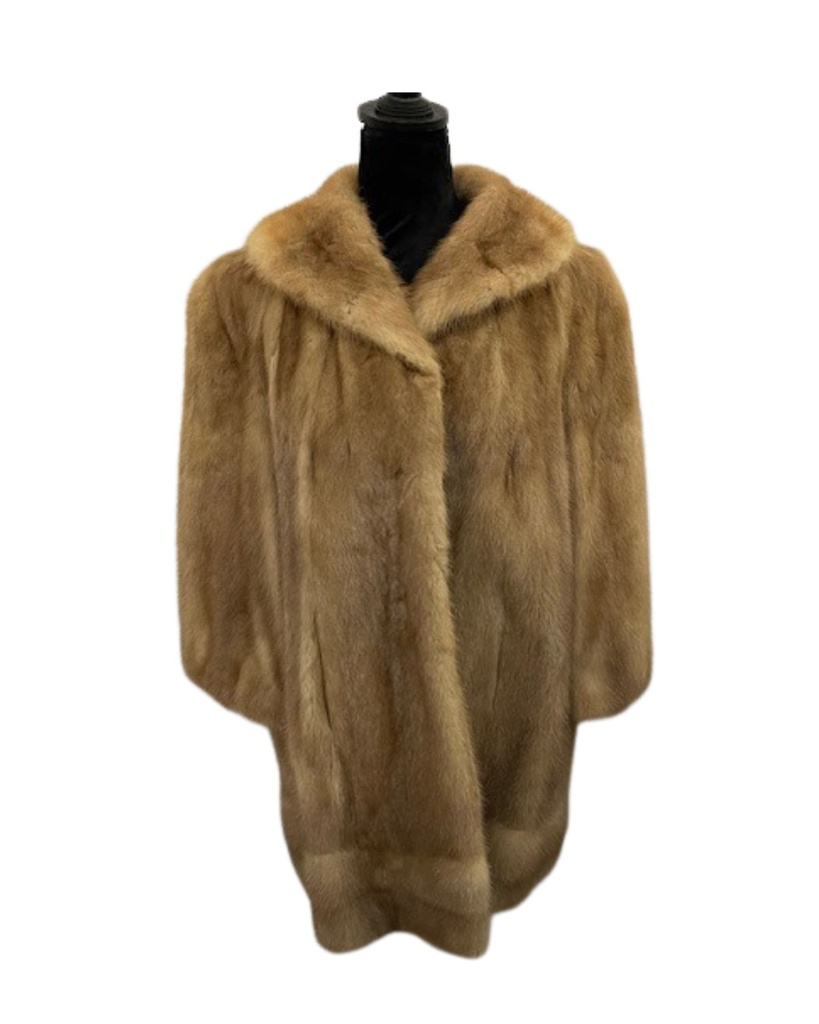 Pastel Mink Stroller with Shawl Collar & Straight Open Sleeves