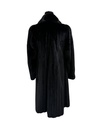 Full Length Black Glama Mink Female Skins Coat with Shawl Collar & Straight Sleeves
