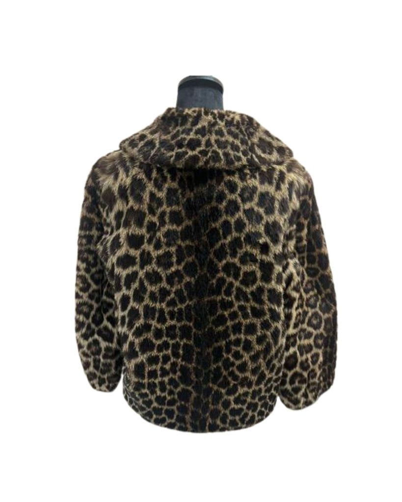 Rare Natural Black Leopard Bomber Jacket, Zipper Front, Wing Tip Collar