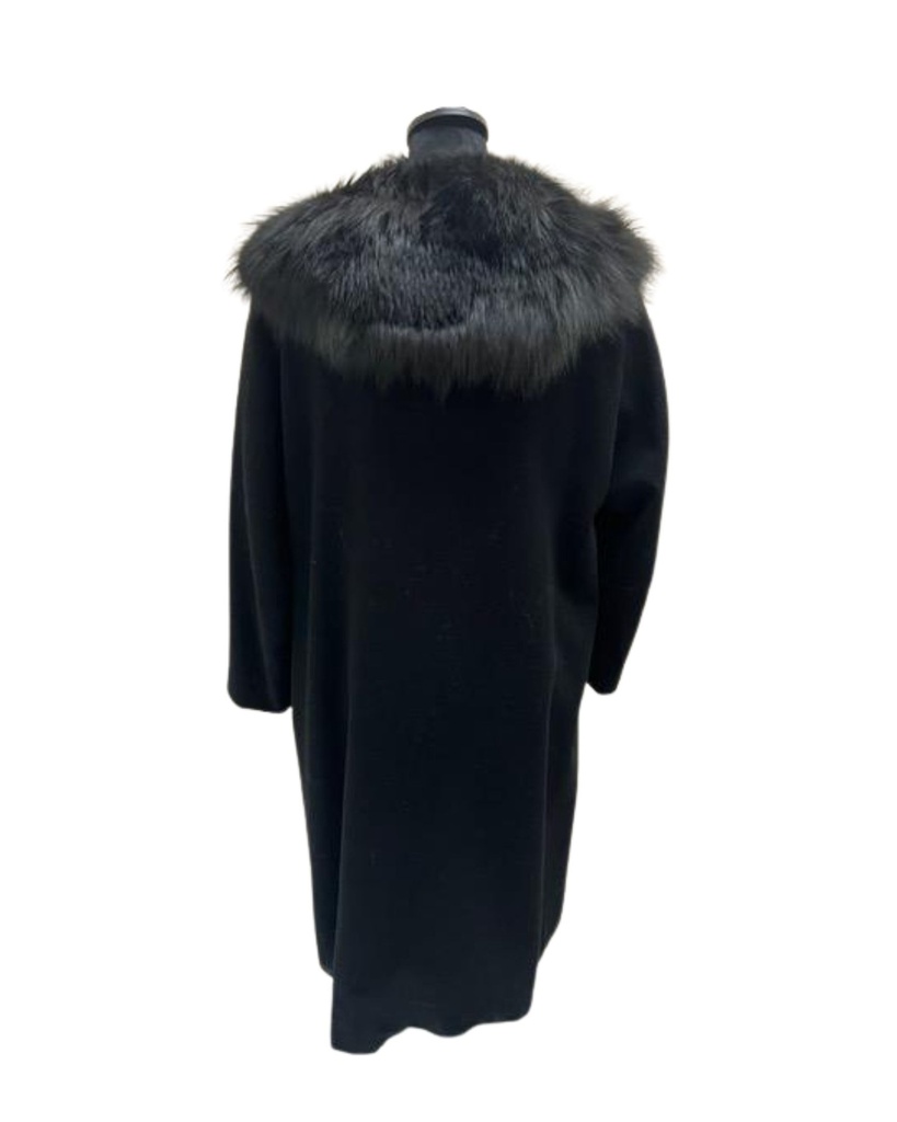 Cashmere Blend Coat with Silver Fox Shawl Collar
