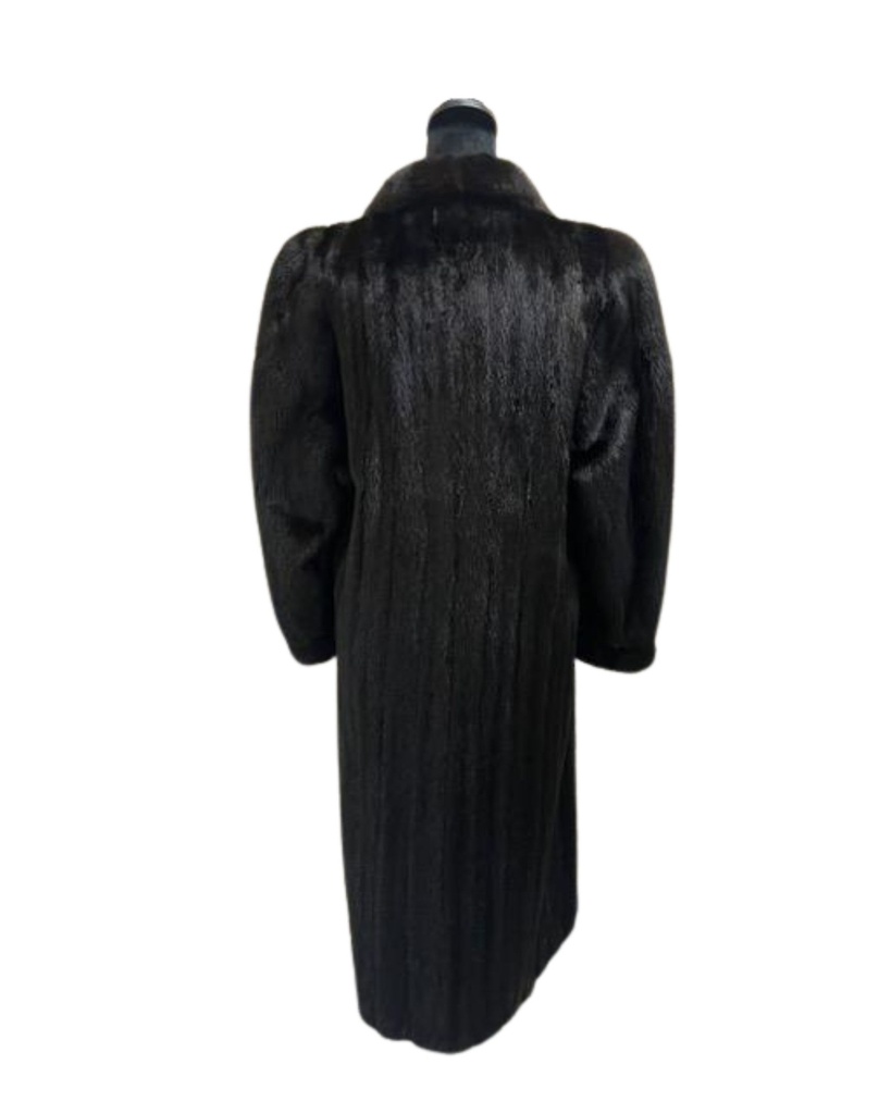 Full Length Barak Mink Coat with Wing Tip Collar and Princess Band Sleeves