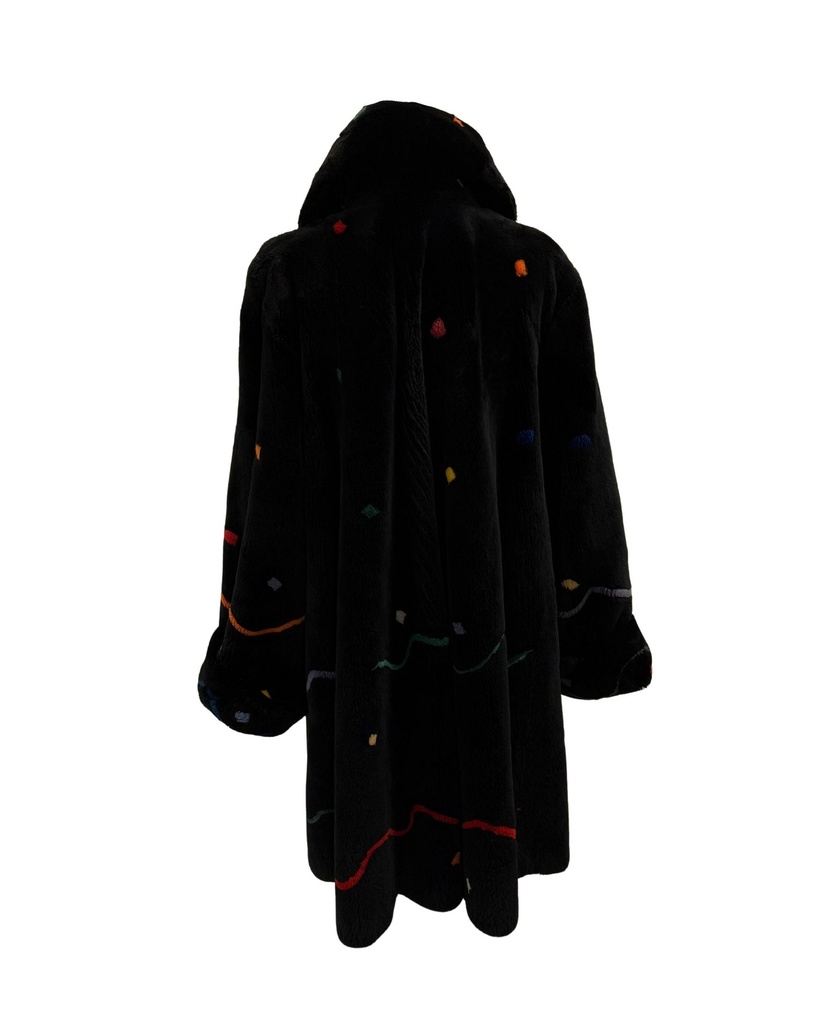 Sheared Beaver Stroller with Multicolor Inserts 