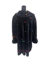 Black Sheared Beaver Coat by Saks Fifth Avenue with Multicolored Dots & Swirly Lines