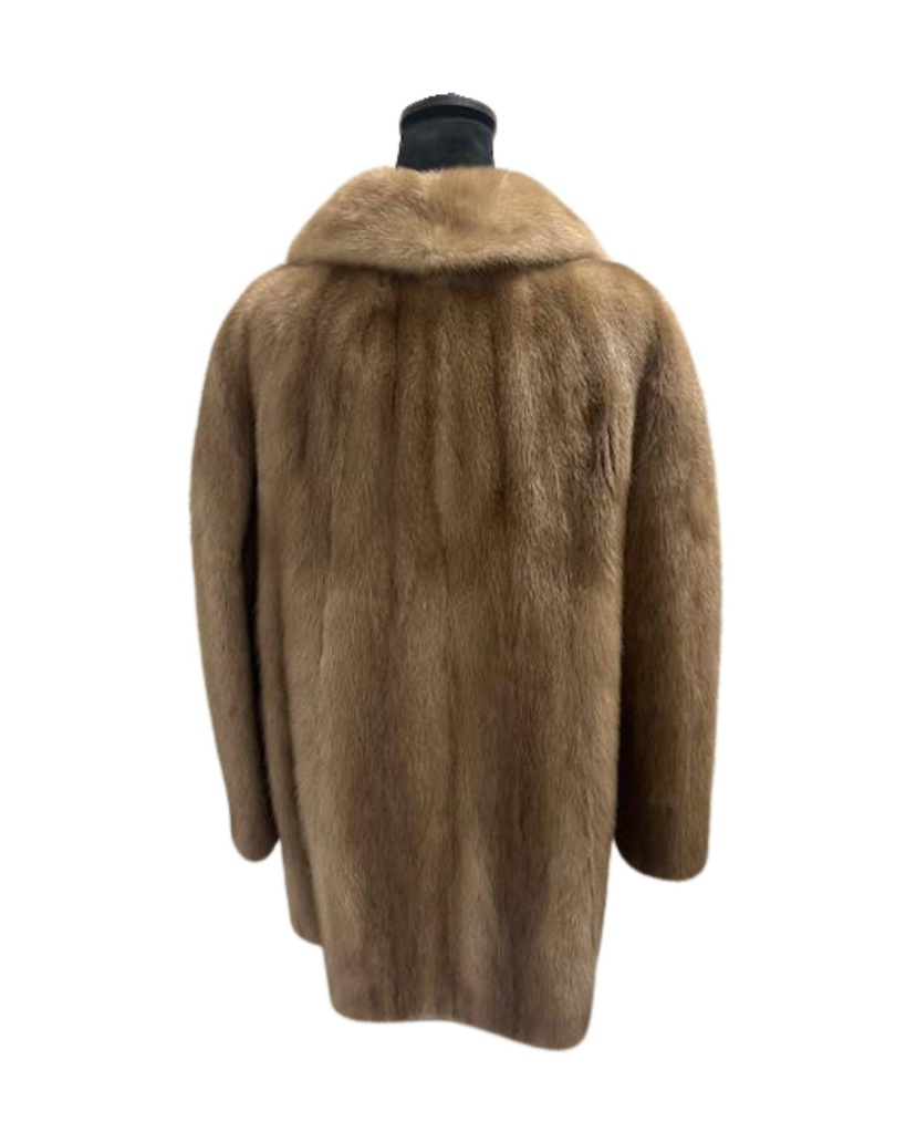 Pastel Mink Coat with Shawl Collar & Open Cuffs 