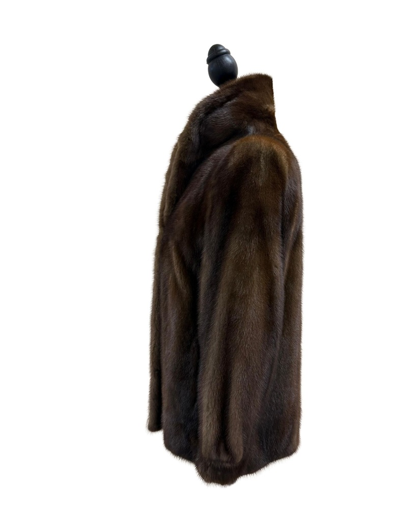 Mahogany Mink Jacket with Shawl Collar & Banded Cuffs