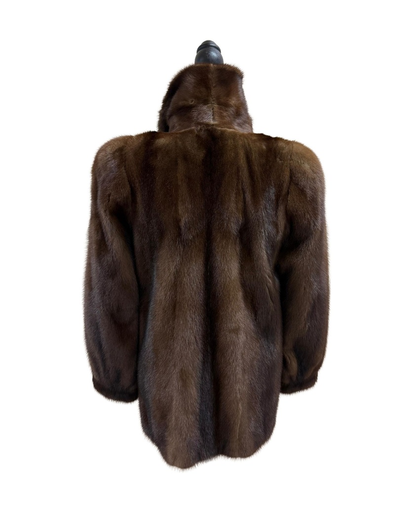 Mahogany Mink Jacket with Shawl Collar & Banded Cuffs
