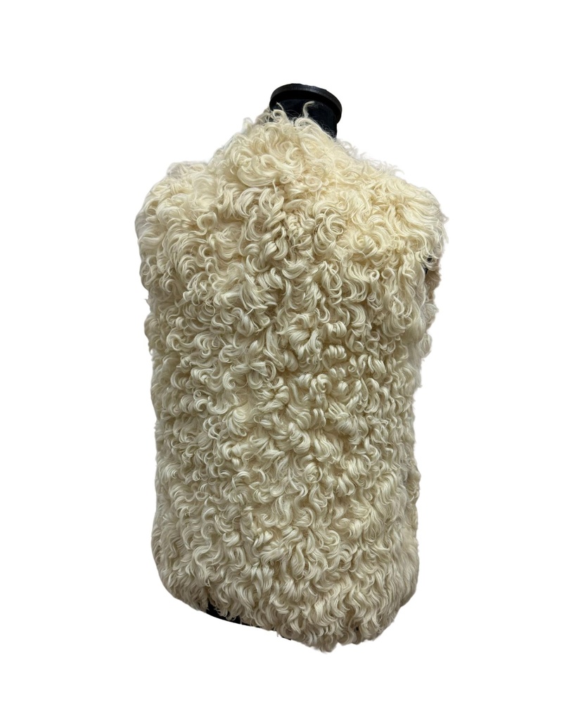Curly Lamb Vest with Leather Sides