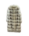 Blue Fox Full-Length Coat with Horizontal Skins & Open Sleeves