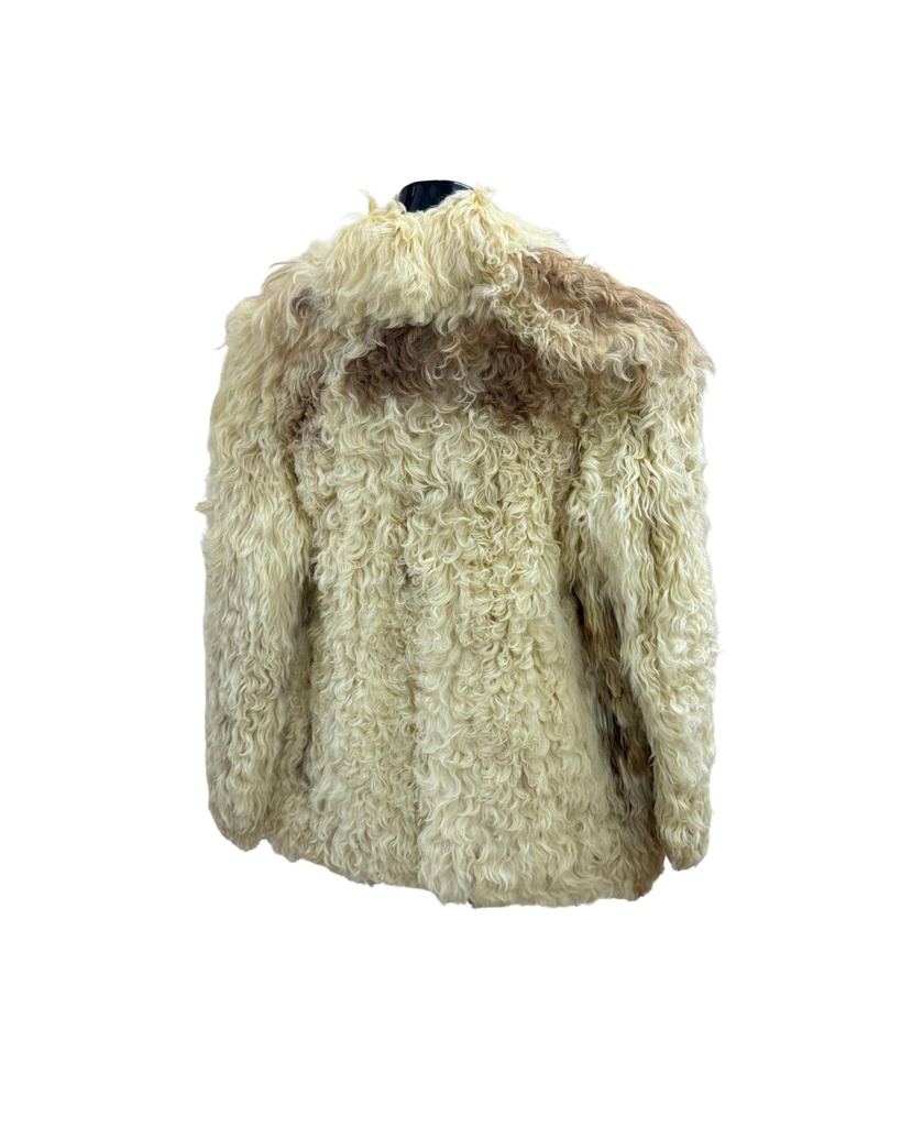 Natural Curly Lamb Jacket with Mandarin Collar & Long Sleeves