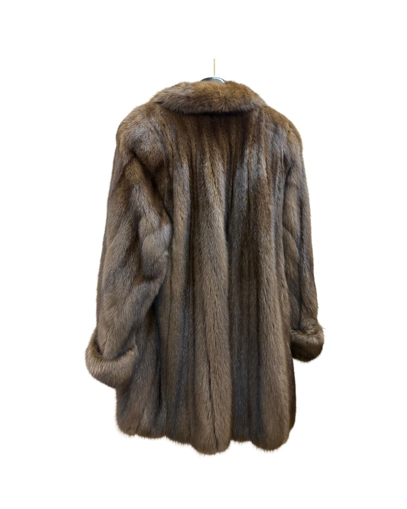 Natural Russian Sable Coat from the Rivers of Baginski, Russia with Wing Tip Collar & Turn-Up Cuffs