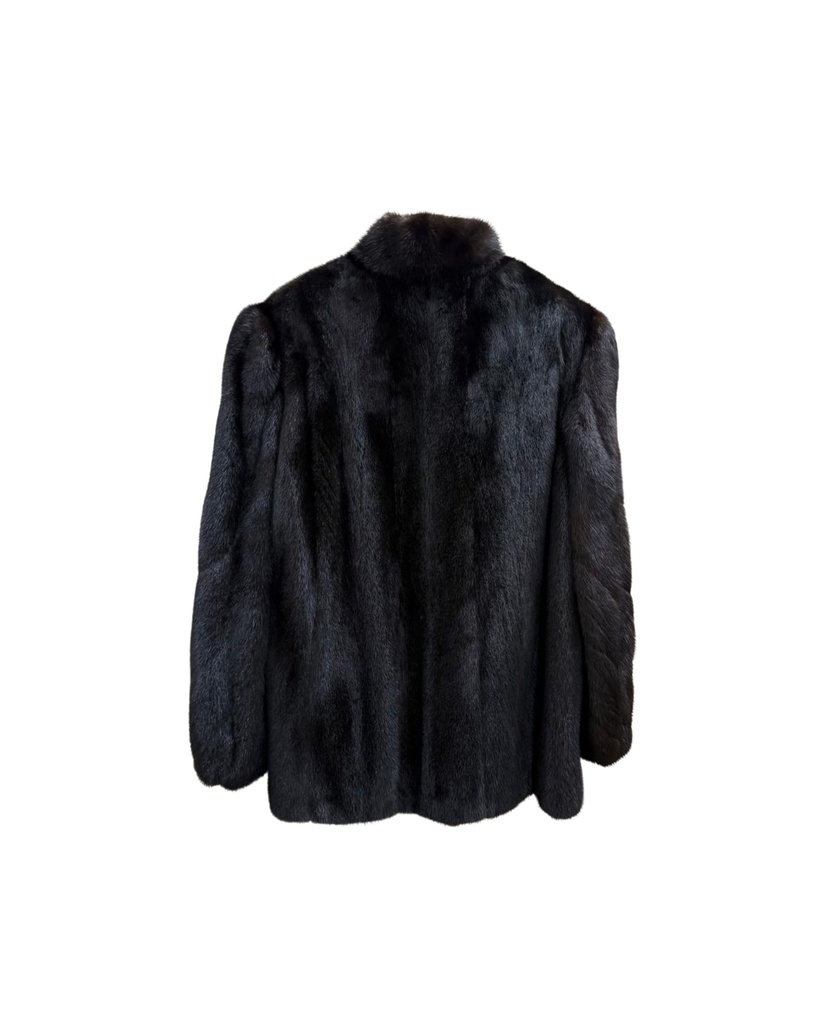 Natural Ranch Mink Jacket with Diagonal Sleeves & Elastic Trim 