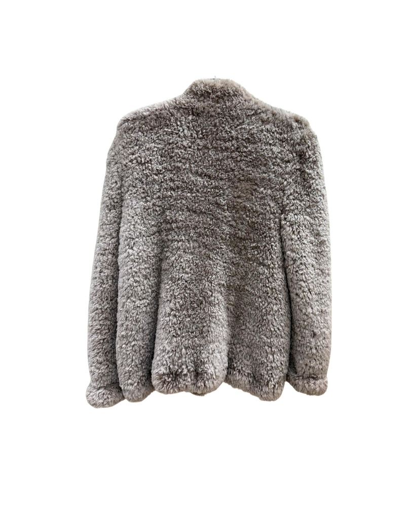 Soft Pink Knitted Sheared Beaver Jacket by Paula Lishman with Mandarin Collar & Open Sleeves