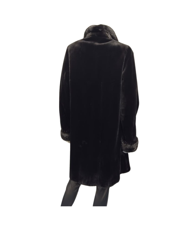 Reversible to Rain Wear Long-Hair Mink Tuxedo Coat