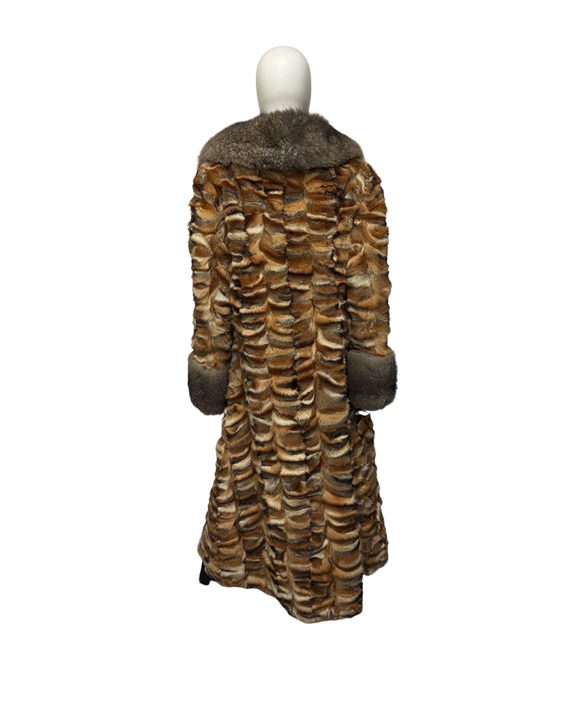 Red Fox Sectional Full-Linked Coat with Possum Collar