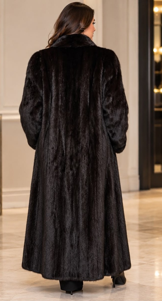 Full-Length Black Ranch Split Mink Fur Coat