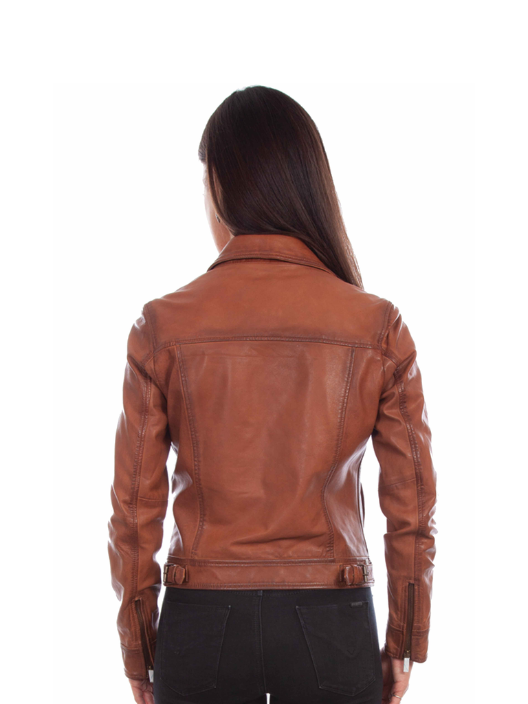 Ladies Zip Front Closure Coat in a Rich Cognac Color