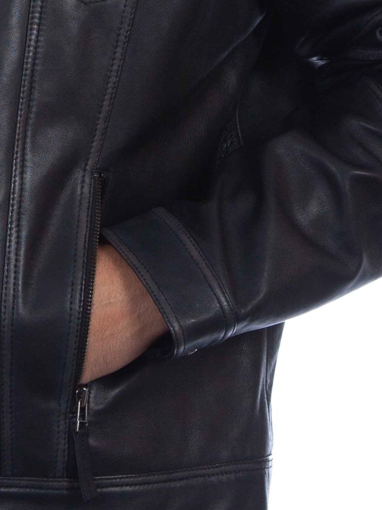 Men's Soft Lamb Vintage Leather Jacket (Black)