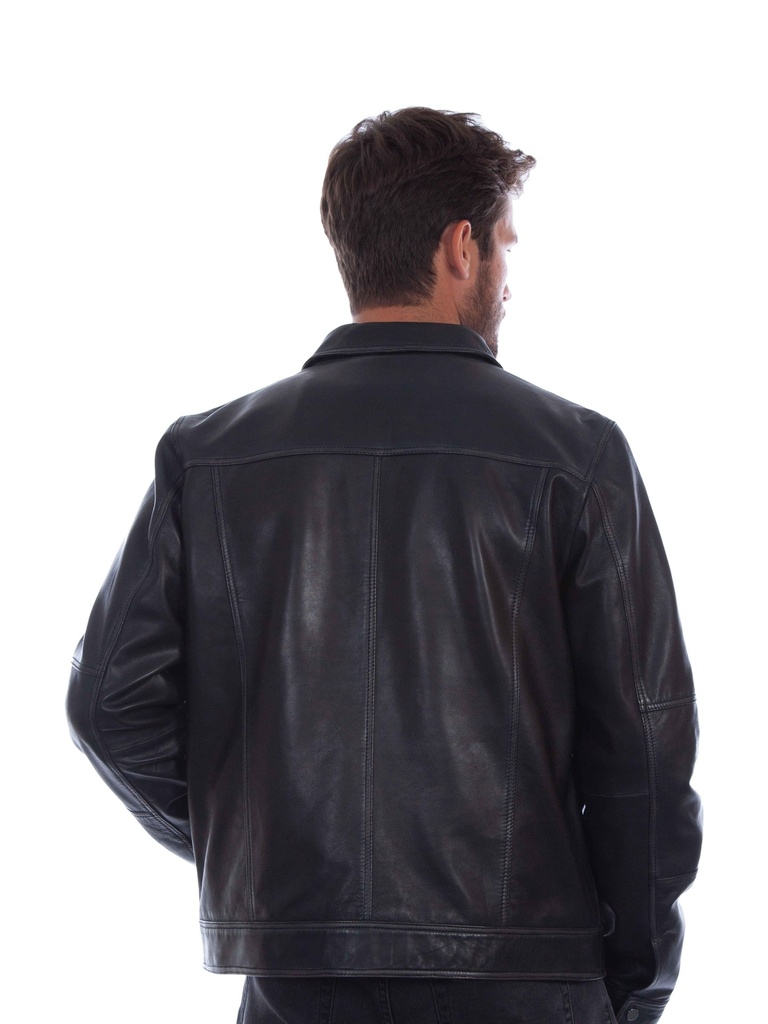 Men's Soft Lamb Vintage Leather Jacket (Black)