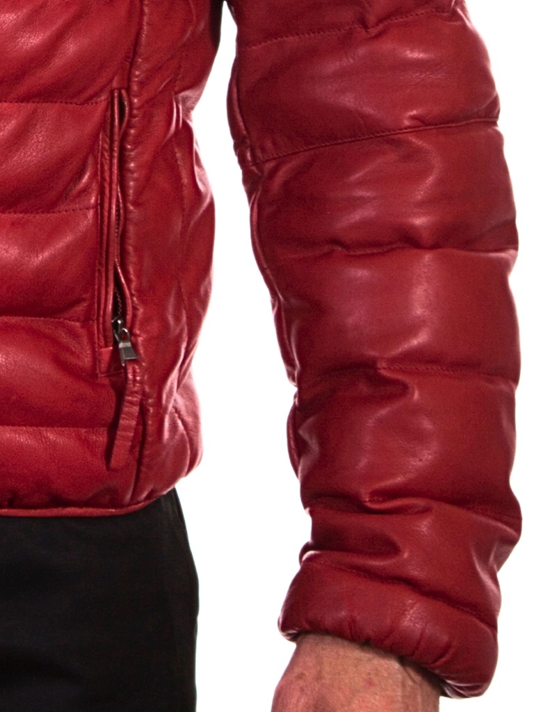 Men's Ribbed Leather Jacket (Red) | Koslow's North Dallas Furs