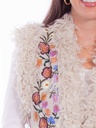 Ladies Embroidered Front Closure Vest (Cream)