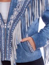 Ladies Embroidered with Fringe Zip Front Jacket (Blue)