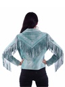 Ladies Embroidered with Fringe Zip Front Jacket (Blue)