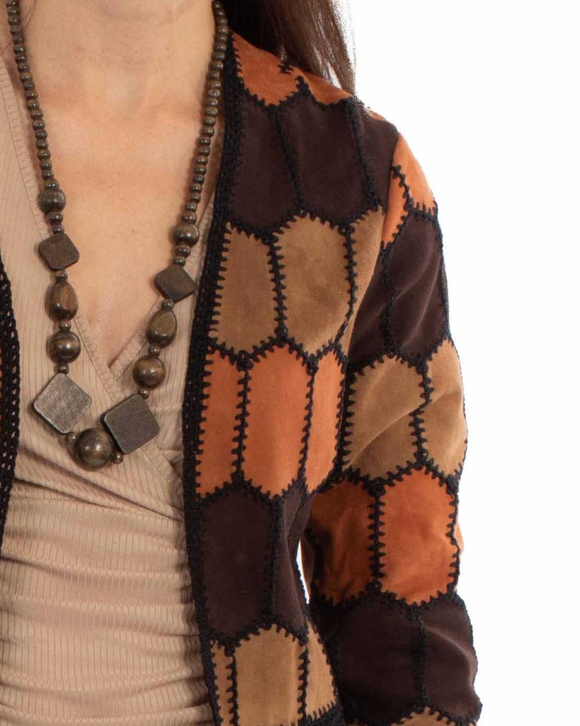 Ladies Multi-Color Leather Patch Jacket