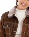 Ladies Jean Suede Jacket with Faux Fur Collar (Brown)