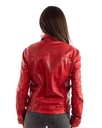 Ladies Leather Jean Jacket (Vintage Red)