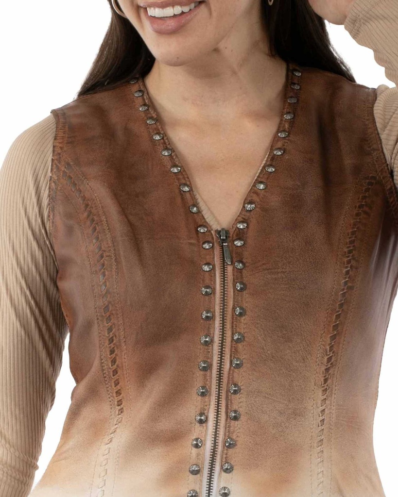 Ladies  Vest (Ombre Vintage Tan)