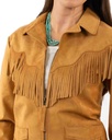 Ladies Fringe Soft Suede Jacket (Tan)