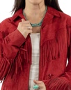 Ladies Fringe Soft Suede Jacket (Red)
