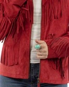 Ladies Fringe Soft Suede Jacket (Red)