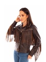 Ladies Fringe Embroidered Button Up Jacket (Chocolate)