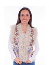 Ladies Embroidered Front Closure Vest (Cream)