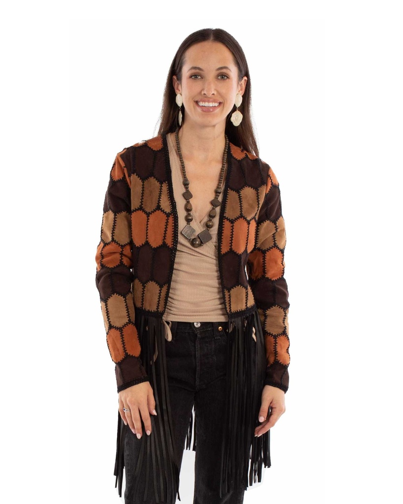 Ladies Multi-Color Leather Patch Jacket