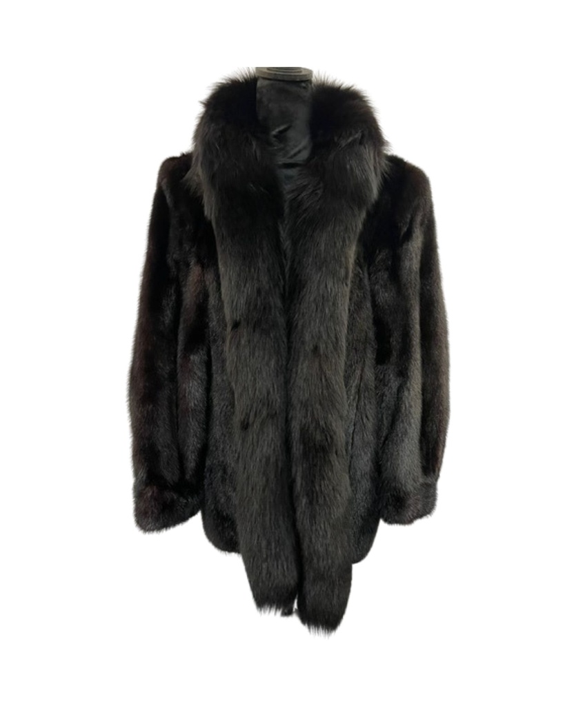 Black Mink Jacket w/ Black Fox Tuxedo