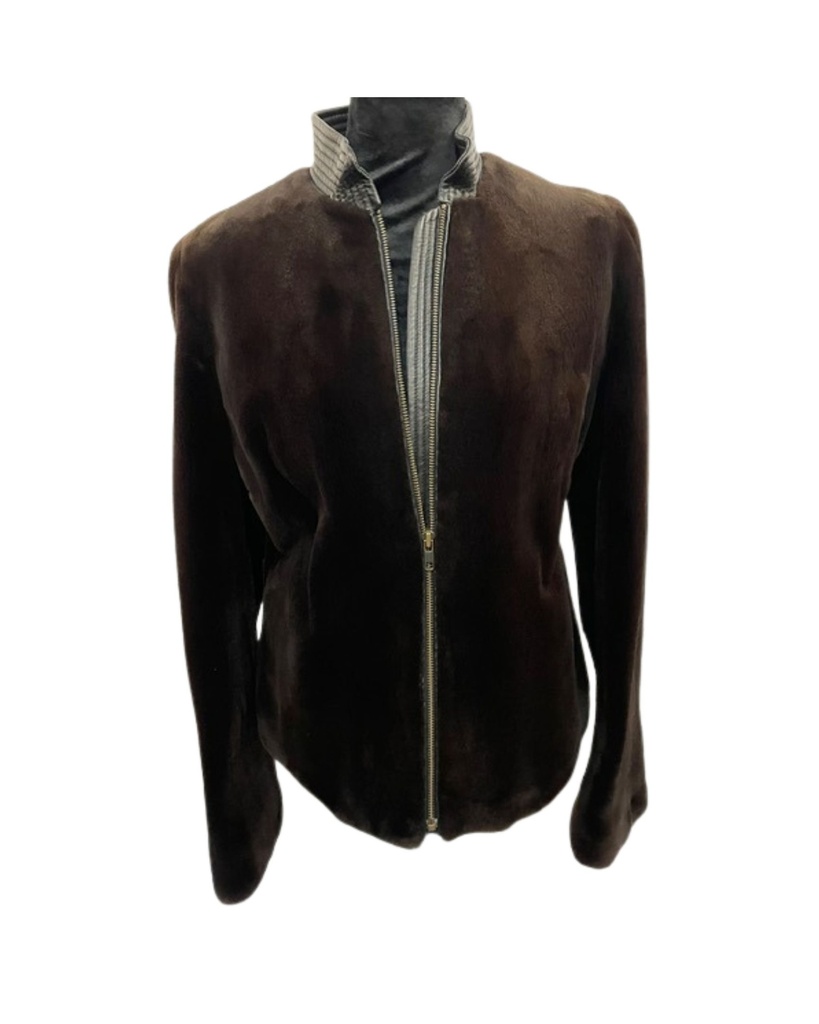 Brown Sheared Mink Cardigan Jacket